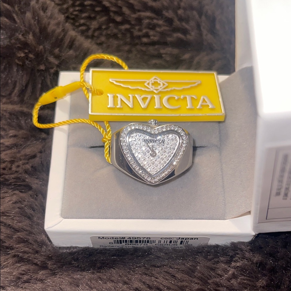 🩶 Invicta Silver Heart Watch Ring 💍